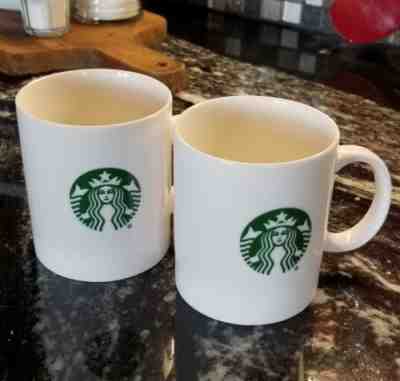  2016 two 12 oz Starbucks Coffee Mugs Siren Logo Mermaid White Ceramic Cup - Sold on eBay Nov, 12th 2018 for $11.50