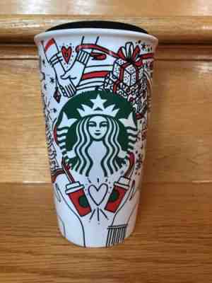 Starbucks Christmas Holiday 2017 To Go Travel Tumbler Ceramic Mug Drink Cup - Sold on eBay Nov, 8th 2018 for $29.99