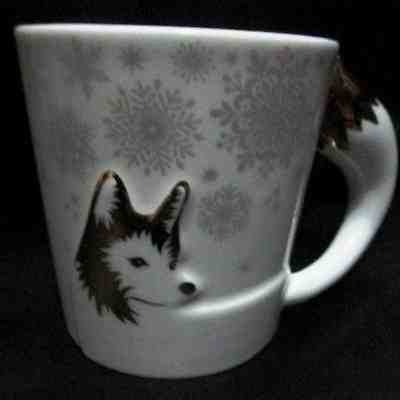 2017 Starbucks Christmas FOX TAIL MUG EMBOSS 12 0Z with handle  with sku - Sold on eBay Nov, 7th 2018 for $26.99