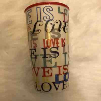 NEW STARBUCKS LOVE 2017 CERAMIC W/LID 12oz TRAVEL TUMBLER MUG NWT - Sold on eBay Nov, 6th 2018 for $19.99