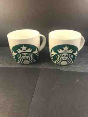 Set of 2 Starbucks 14oz 2017 Green Mermaid Logo White Coffee Mugs - Sold on eBay Nov, 5th 2018 for $8.89