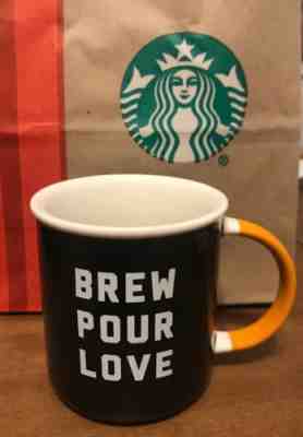 NEW Starbucks Fall 2018 “Brew Pour Love” Mug - Black Cup Silicone Handle 12oz - Sold on eBay Nov, 15th 2018 for $15.88