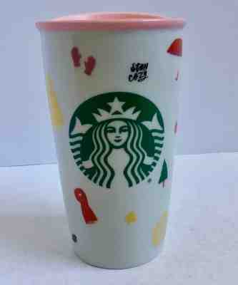 Starbucks Ban.do Ceramic Travel Tumbler Mug Cup 2018 Sweater Weather Pink Bando  - Sold on eBay Nov, 15th 2018 for $32.50