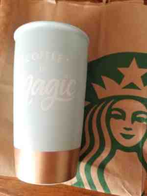 NEW Starbucks Fall 2018 Coffee is Magic Double Wall Ceramic Travel Mug Tumbler - Sold on eBay Nov, 15th 2018 for $31.00