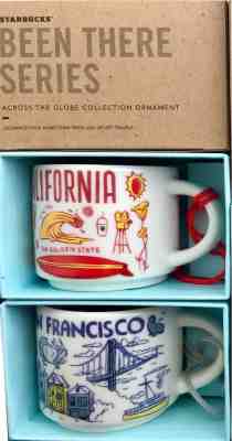 Starbucks SAN FRANCISCO & CALIFORNIA Set 2018 "Been There" 2 oz Ornament Mug NIB - Sold on eBay Nov, 14th 2018 for $38.00