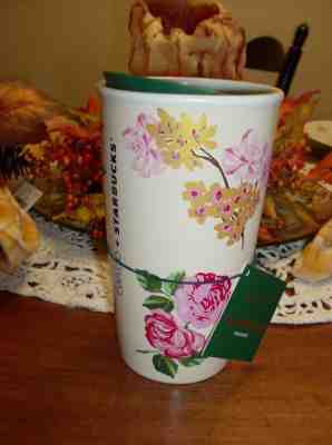 Starbucks Holiday 2018 Ban Do Cream Floral Travel Mug NWT - Sold on eBay Nov, 11th 2018 for $39.00