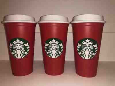 Starbucks 2018 Limited Edition Holiday Red Reuseable 16oz Cup Tumbler Lot Of 3 - Sold on eBay Nov, 9th 2018 for $24.97