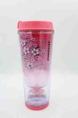 Starbucks JAPAN Limited Edition 17oz. Sakura Cherry Blossom Tumbler w Snow Globe - Sold on eBay Nov, 5th 2018 for $52.00