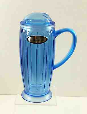 Starbucks Barista Tall Rocket Tumbler 2001 Blue Cold Travel Cup 16 oz Domed Lid - Sold on eBay Oct, 13th 2018 for $9.99