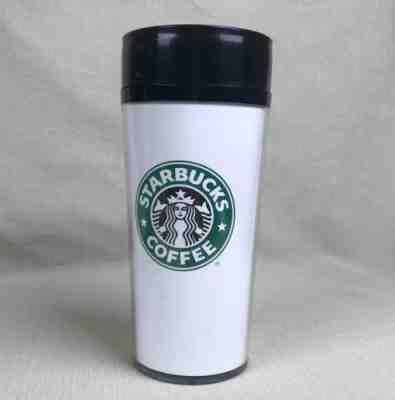 2001 STARBUCKS White Travel Tumbler Coffee Mug 16oz Green Siren Logo Mermaid - Sold on eBay Aug, 22nd 2018 for $15.99