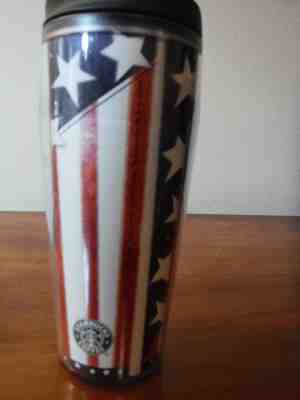 Starbucks 2002 Barista Travel Tumbler 16 oz Stars and stripes Flag  - Sold on eBay Sep, 9th 2018 for $15.00