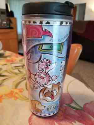 Starbucks Coffee Traveler Tumbler, 16oz. Dogs pattern on outside, 2002* - Sold on eBay Aug, 28th 2018 for $20.00