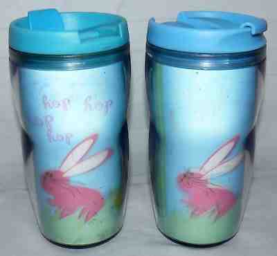 STARBUCKS COFFEE 2004 8 OZ PAIR SET OF 2 EASTER HOLIDAY BUNNY TRAVEL TUMBLERS 3D - Sold on eBay Nov, 14th 2018 for $19.49