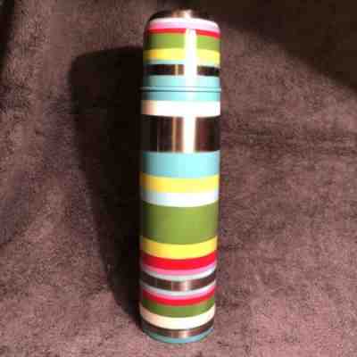 Starbucks Coffee Thermos by Pylones 17 oz 2005 Striped Push Button Pour Tumbler - Sold on eBay Oct, 4th 2018 for $17.90
