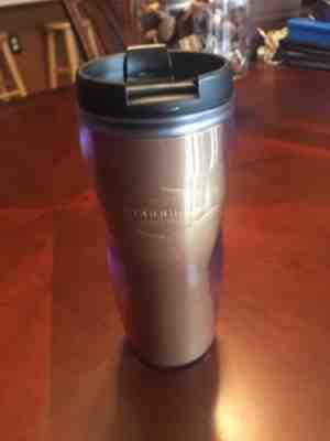 Starbucks Gold Floral Travel Tumbler Mug 2006 Plastic Rubber Base, 16oz - Sold on eBay Aug, 24th 2018 for $3.00