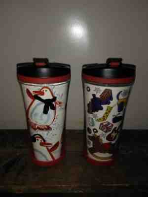 STARBUCKS COFFEE TRAVEL TUMBLERS  2007 8 OZ PAIR SET OF (2) CHRISTMAS - Sold on eBay Nov, 5th 2018 for $10.00