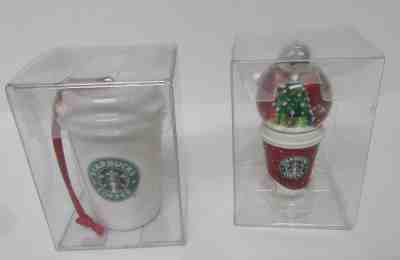 Starbucks Holiday Mini Snow Globe on Cup and Coffee Tumbler Ornaments 2007  - Sold on eBay Nov, 3rd 2018 for $22.00
