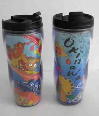 Starbucks Okinawa Japan 2007 Lot of 2 Shisa Lion 12 oz Tumblers - Sold on eBay Nov, 1st 2018 for $22.49