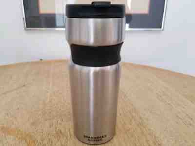 Starbucks 2008 Stainless Steel Black Grip Tumbler, 16 oz. NICE  - Sold on eBay Oct, 22nd 2018 for $24.99
