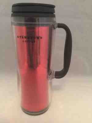 Starbucks Red Glitter Sparkle Travel Tumbler 2008 With Rubber Grip Handle - Sold on eBay Sep, 22nd 2018 for $7.99