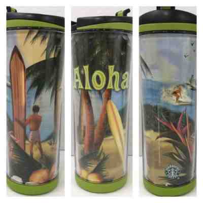 Starbucks Aloha Coffee Tumbler Hawaii Surfing Beach Palm Tree Travel Mug 2008 - Sold on eBay Sep, 6th 2018 for $12.45