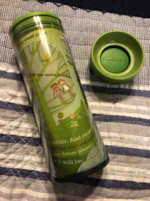 Starbucks 2008 Kids Travel mug 8Oz tumbler green 27% recycle Save Planet Balloon - Sold on eBay Sep, 1st 2018 for $9.50