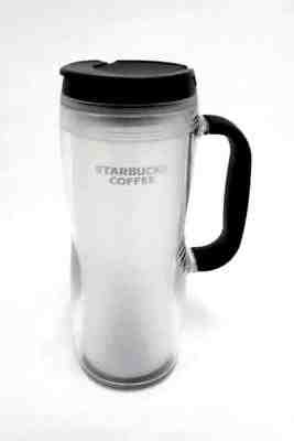 Starbucks White Glitter Sparkle Travel Tumbler Mug 2008 Rubber Grip Handle 16 oz - Sold on eBay Aug, 25th 2018 for $9.60