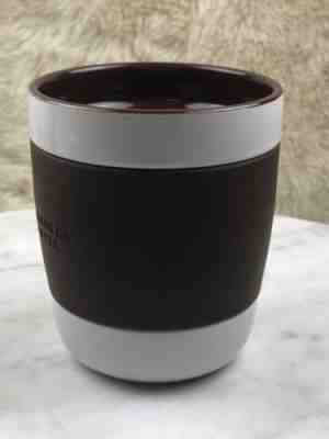 STARBUCKS 2009 White Dk Brown 12 oz Coffee Mug Cup W/ Rubber TUMBLER  EXCELLENT! - Sold on eBay Nov, 2nd 2018 for $12.99