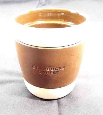Starbucks 2009 White Brown Rubber Grip 12oz Coffee Mug Cup Tumbler - Sold on eBay Nov, 2nd 2018 for $9.99
