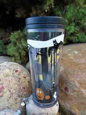 2009 Starbucks Coffee Travel Tumbler 16oz  Halloween Haunted House Bats Ghosts  - Sold on eBay Oct, 13th 2018 for $13.85