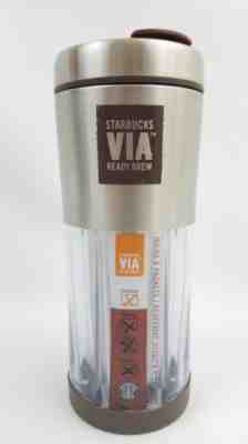 Starbucks VIA Ready Brew Coffee Tumbler Stainless Brown 10 oz Travel Mug 2009 - Sold on eBay Oct, 5th 2018 for $12.99