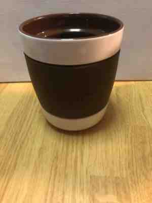 Starbucks 2009 White Brown Rubber Grip 12oz Coffee Mug Cup Tumbler - Sold on eBay Sep, 27th 2018 for $9.00