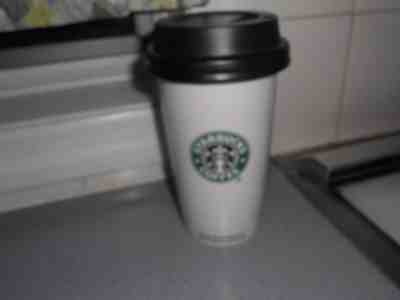 NWOT STARBUCKS 2009 SIREN LOGO CERAMIC TRAVEL TUMBLER LOCKING LID 12 OZ  - Sold on eBay Sep, 21st 2018 for $24.45
