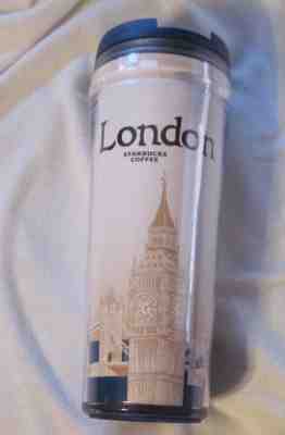 STARBUCKS Tumbler Thermos Coffee Tea London England Big Ben Plastic 12oz 2009 - Sold on eBay Sep, 4th 2018 for $6.99