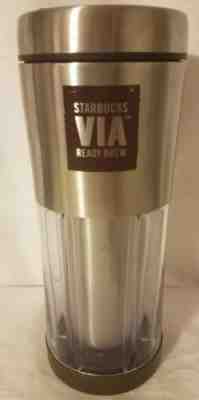2009 Starbucks VIA Ready Brew Coffee Tumbler Stainless Brown 10oz Travel Mug - Sold on eBay Sep, 3rd 2018 for $14.99