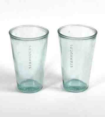 TWO Starbucks Recycled Glass Cold Drink 16 oz Glass Made in Spain Tumbler, Rare! - Sold on eBay Nov, 14th 2018 for $30.00