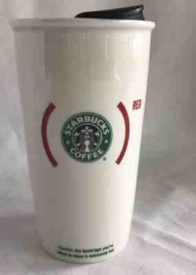  2010 Starbucks White Ceramic Travel Cups Mug  Red Hope 12oz EUC - Sold on eBay Nov, 11th 2018 for $7.00