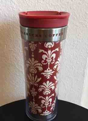 Starbucks 2010 Insulated Travel Coffee Mug Tumbler Red Fleur De Lis   7+” Tall - Sold on eBay Nov, 8th 2018 for $3.25