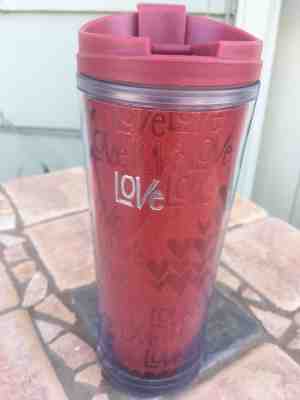 Starbucks Coffee Travel Tumbler Mug Metallic Hearts Red 2010 8oz - Sold on eBay Nov, 8th 2018 for $4.00