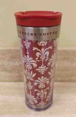 Starbucks 2010 Insulated Travel Coffee Mug Tumbler Red Fleur De Lis   - Sold on eBay Nov, 8th 2018 for $18.50