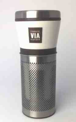 Starbucks Coffee VIA Ready Brew Ceramic & Metal Travel Tumbler Mug 16 oz 2010 - Sold on eBay Nov, 2nd 2018 for $29.95