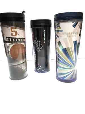  Starbucks Mugs Lot of 3 Travel Retro 2010 Pike Place 2014 Holiday 2016 Tumblers - Sold on eBay Oct, 22nd 2018 for $10.00