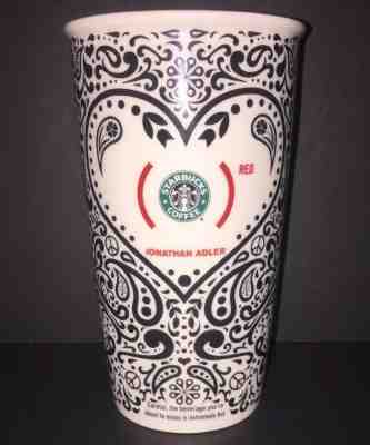 JONATHAN ADLER 2010 Red Starbucks Paisley Tall Tumbler Ceramic Travel Mug No Lid - Sold on eBay Oct, 18th 2018 for $23.00