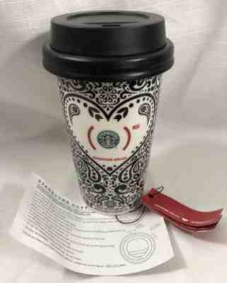 Jonathan Adler Starbucks Coffee 2010 Red Ceramic Travel Tumbler Mug 12 oz Grande - Sold on eBay Sep, 21st 2018 for $24.98