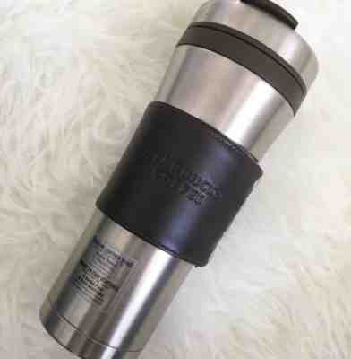 STARBUCKS Leather Band Double Walled Stainless Steel 16 oz Tumbler - Sold on eBay Sep, 16th 2018 for $15.00