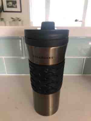 Starbucks Travel Stainless Steel Tumbler Mug 2011 Leather Sleeve 16oz - Sold on eBay Nov, 4th 2018 for $12.30