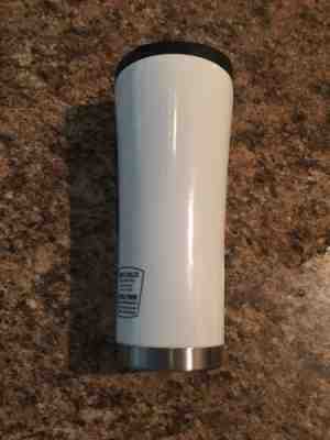STARBUCKS White Stainless Steel Tumbler Travel Mug Cup Lid 2011 Embossed 16oz - Sold on eBay Nov, 4th 2018 for $20.00