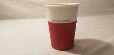 2011 Starbucks Travel Mug Tumbler 8 Oz. Red Silicone Grip Bone China - Sold on eBay Sep, 24th 2018 for $13.99