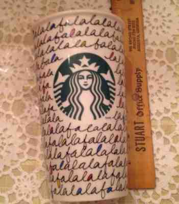 Starbucks Ceramic Tumbler Travel Mug FALALA Holiday 2011 GREAT CONDITION! - Sold on eBay Sep, 15th 2018 for $6.00