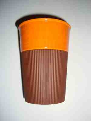 Starbucks 2011 VIA Ready Brew Orange Brown Rubber Tumbler Travel Mug w/ Lid L@@K - Sold on eBay Sep, 13th 2018 for $24.00